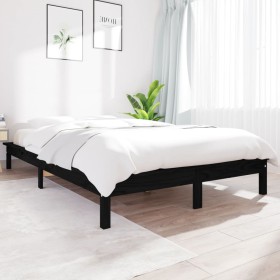 Estructura de cama madera maciza de pino negra 120x200 cm de vidaXL, Camas y somieres - Ref: Foro24-820540, Precio: 110,99 €,...