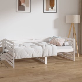 Sofá cama madera maciza de pino blanco 90x190 cm de vidaXL, Camas y somieres - Ref: Foro24-814650, Precio: 99,99 €, Descuento: %