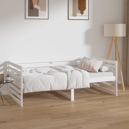 Sofá cama madera maciza de pino blanco 90x190 cm de vidaXL, Camas y somieres - Ref: Foro24-814650, Precio: 135,16 €, Descuent...