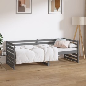 Gray solid pine wood sofa bed 80x200 cm by vidaXL, Beds and slatted bases - Ref: Foro24-814691, Price: 98,99 €, Discount: %