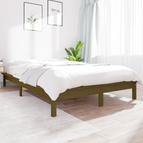 Estructura de cama madera maciza de pino marrón miel 160x200 cm de vidaXL, Camas y somieres - Ref: Foro24-820554, Precio: 140...