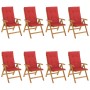 Reclining garden chairs and 8 solid teak wood cushions by vidaXL, Garden chairs - Ref: Foro24-3196529, Price: 1,00 €, Discoun...