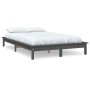 Estructura de cama madera maciza de pino gris 135x190 cm de vidaXL, Camas y somieres - Ref: Foro24-820583, Precio: 84,24 €, D...