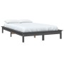 Estructura de cama madera maciza de pino gris 135x190 cm de vidaXL, Camas y somieres - Ref: Foro24-820583, Precio: 84,24 €, D...