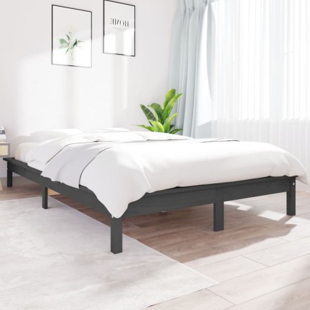 Estructura de cama madera maciza de pino gris 120x190 cm de vidaXL, Camas y somieres - Ref: Foro24-820578, Precio: 125,99 €, ...