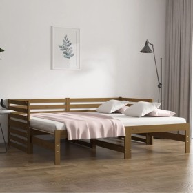 Sofá cama extraíble madera de pino marrón miel 2x(80x200) cm de vidaXL, Camas y somieres - Ref: Foro24-814712, Precio: 228,99...