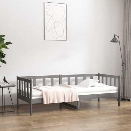 Gray solid pine wood sofa bed 80x200 cm by vidaXL, Beds and slatted bases - Ref: Foro24-814686, Price: 118,93 €, Discount: %