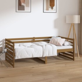 Honey brown solid pine wood sofa bed 90x190 cm by vidaXL, Beds and slatted bases - Ref: Foro24-814652, Price: 99,84 €, Discou...