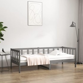 Sofá cama madera maciza de pino gris 90x190 cm de vidaXL, Camas y somieres - Ref: Foro24-814646, Precio: 83,99 €, Descuento: %