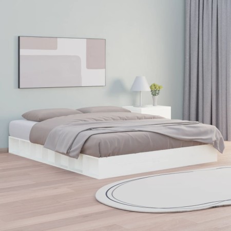 Estructura de cama madera maciza blanco 120x200 cm de vidaXL, Camas y somieres - Ref: Foro24-820682, Precio: 150,61 €, Descue...