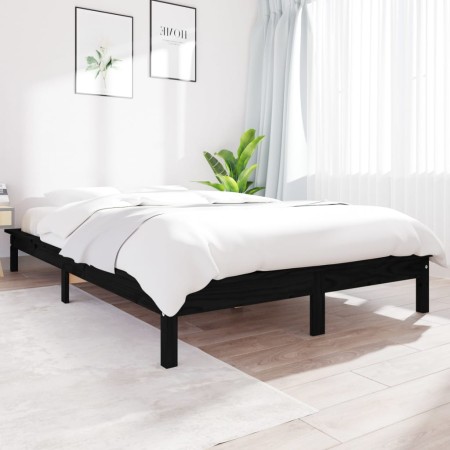 Solid black pine wood bed frame 200x200 cm by vidaXL, Beds and slatted bases - Ref: Foro24-820565, Price: 155,98 €, Discount: %