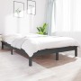 Solid gray pine wood bed frame 140x200 cm by vidaXL, Beds and slatted bases - Ref: Foro24-820543, Price: 128,31 €, Discount: %