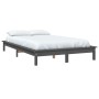 Solid gray pine wood bed frame 140x200 cm by vidaXL, Beds and slatted bases - Ref: Foro24-820543, Price: 128,31 €, Discount: %