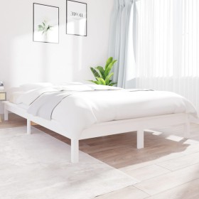 Solid white pine wood bed frame 160x200 cm by vidaXL, Beds and slatted bases - Ref: Foro24-820552, Price: 106,42 €, Discount: %