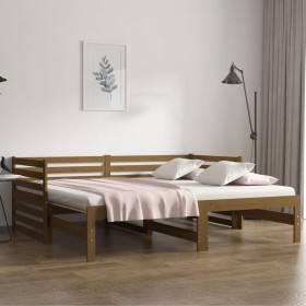 Removable sofa bed solid pine wood honey brown 2x(90x190)cm by vidaXL, Beds and slatted bases - Ref: Foro24-814672, Price: 20...