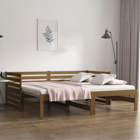 Removable sofa bed solid pine wood honey brown 2x(90x190)cm by vidaXL, Beds and slatted bases - Ref: Foro24-814672, Price: 14...