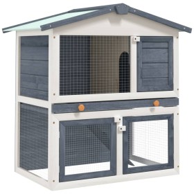 Rabbit cage with 3 gray wooden doors by vidaXL, Cages and habitats for small animals - Ref: Foro24-170837, Price: 128,99 €, D...