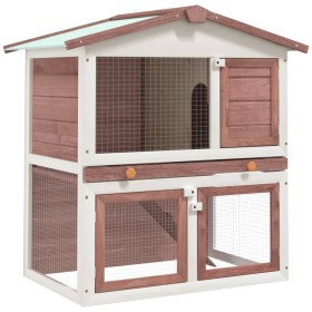 Rabbit cage with 3 brown wooden doors by vidaXL, Cages and habitats for small animals - Ref: Foro24-170838, Price: 131,50 €, ...