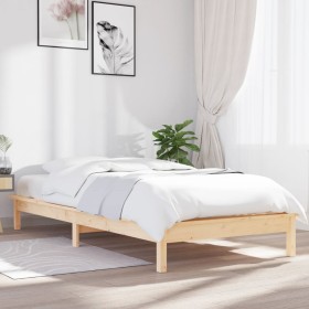 Solid white pine wood bed frame 100x200 cm by vidaXL, Beds and slatted bases - Ref: Foro24-820531, Price: 66,99 €, Discount: %