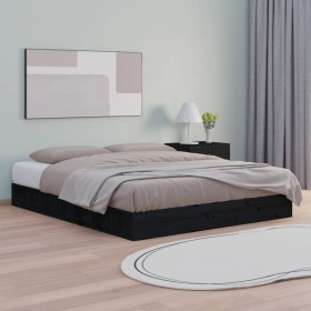 Black solid wood bed frame 120x200 cm by vidaXL, Beds and slatted bases - Ref: Foro24-820685, Price: 171,99 €, Discount: %