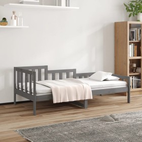 Gray solid pine wood sofa bed 90x190 cm by vidaXL, Beds and slatted bases - Ref: Foro24-820733, Price: 100,99 €, Discount: %