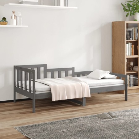 Sofá cama madera maciza de pino gris 90x190 cm de vidaXL, Camas y somieres - Ref: Foro24-820733, Precio: 100,28 €, Descuento: %