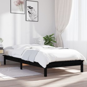 Solid black pine wood bed frame 100x200 cm by vidaXL, Beds and slatted bases - Ref: Foro24-820535, Price: 104,99 €, Discount: %