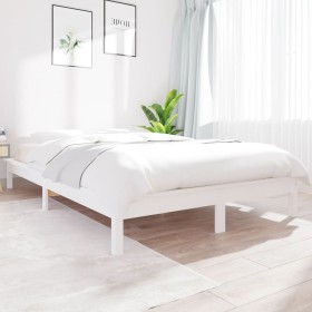 Solid white pine wood bed frame 135x190 cm by vidaXL, Beds and slatted bases - Ref: Foro24-820582, Price: 91,65 €, Discount: %