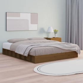 Honey brown solid wood bed frame 120x200 cm by vidaXL, Beds and slatted bases - Ref: Foro24-820684, Price: 168,99 €, Discount: %