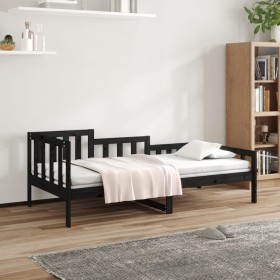 Solid black pine wood sofa bed 90x190 cm by vidaXL, Beds and slatted bases - Ref: Foro24-820735, Price: 94,99 €, Discount: %