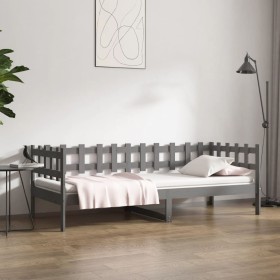 Gray solid pine wood sofa bed 90x200 cm by vidaXL, Beds and slatted bases - Ref: Foro24-820758, Price: 110,96 €, Discount: %