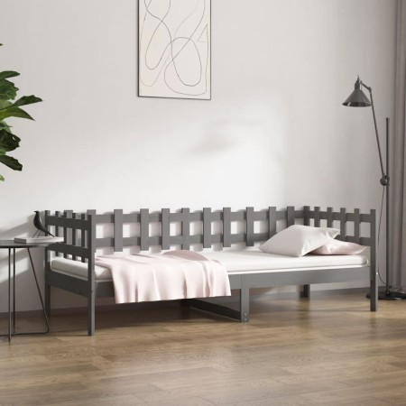 Sofá cama madera maciza de pino gris 80x200 cm de vidaXL, Camas y somieres - Ref: Foro24-820753, Precio: 84,85 €, Descuento: %