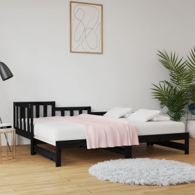 Sofá cama extraíble madera maciza de pino negro 2x(90x190) cm de vidaXL, Camas y somieres - Ref: Foro24-820750, Precio: 174,0...