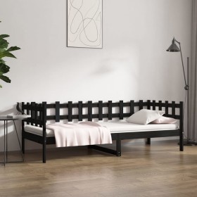 Sofá cama madera maciza de pino negro 90x190 cm de vidaXL, Camas y somieres - Ref: Foro24-820765, Precio: 76,81 €, Descuento: %