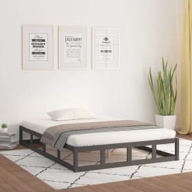 Gray solid wood bed frame 120x200 cm by vidaXL, Beds and slatted bases - Ref: Foro24-820793, Price: 132,99 €, Discount: %