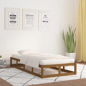 Honey brown solid wood bed frame 100x200 cm by vidaXL, Beds and slatted bases - Ref: Foro24-820789, Price: 112,99 €, Discount: %