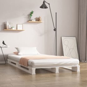 Single white pine solid wood pallet bed 90x190 cm by vidaXL, Beds and slatted bases - Ref: Foro24-821423, Price: 90,99 €, Dis...