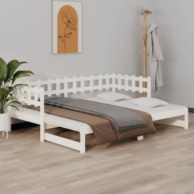 Sofá cama extraíble madera maciza de pino blanco 2x(90x200) cm de vidaXL, Camas y somieres - Ref: Foro24-820772, Precio: 158,...