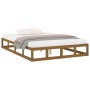 Estructura de cama de madera maciza marrón miel 150x200 cm de vidaXL, Camas y somieres - Ref: Foro24-820804, Precio: 128,93 €...