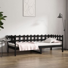 Sofá cama madera maciza de pino negro 90x200 cm de vidaXL, Camas y somieres - Ref: Foro24-820760, Precio: 105,80 €, Descuento: %