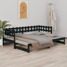 Sofá cama extraíble madera maciza de pino negro 2x(80x200) cm de vidaXL, Camas y somieres - Ref: Foro24-820770, Precio: 156,9...