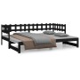 Sofá cama extraíble madera maciza de pino negro 2x(80x200) cm de vidaXL, Camas y somieres - Ref: Foro24-820770, Precio: 156,4...