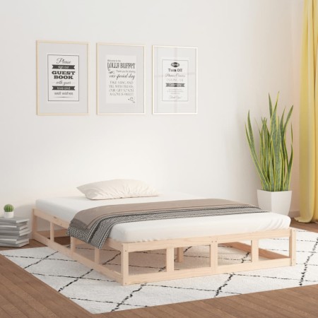 Estructura de cama de madera maciza 150x200 cm de vidaXL, Camas y somieres - Ref: Foro24-820801, Precio: 111,99 €, Descuento: %