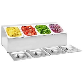 Gastronorm tray support with 4 1/6 stainless steel trays by vidaXL, Kitchen utensil containers - Ref: Foro24-51221, Price: 94...