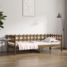 Sofá cama madera maciza de pino marrón miel 90x200 cm de vidaXL, Camas y somieres - Ref: Foro24-820759, Precio: 111,99 €, Des...