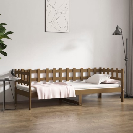 Sofá cama madera maciza de pino marrón miel 90x200 cm de vidaXL, Camas y somieres - Ref: Foro24-820759, Precio: 110,96 €, Des...