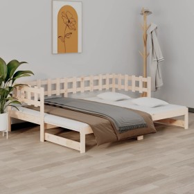 Sofá cama extraíble madera maciza de pino 2x(90x190) cm de vidaXL, Camas y somieres - Ref: Foro24-820776, Precio: 141,99 €, D...