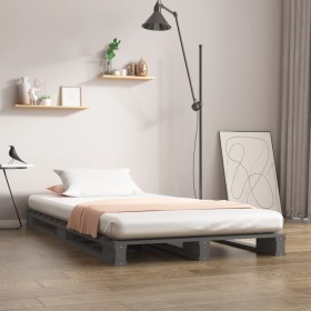 Single gray pine solid wood pallet bed 90x190 cm by vidaXL, Beds and slatted bases - Ref: Foro24-821424, Price: 109,67 €, Dis...