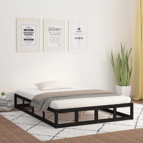 Black solid wood bed frame 140x190 cm by vidaXL, Beds and slatted bases - Ref: Foro24-820845, Price: 99,11 €, Discount: %