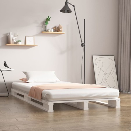 Cama de palets madera maciza de pino blanco 90x200 cm de vidaXL, Camas y somieres - Ref: Foro24-821378, Precio: 103,61 €, Des...